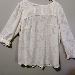 Loft Plus - Size 18 White Brocade Pintucked Blouse